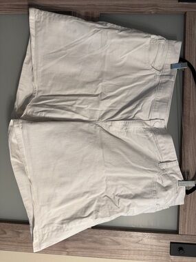 Lane Bryant Cream High-Rise Flat-Front Shorts